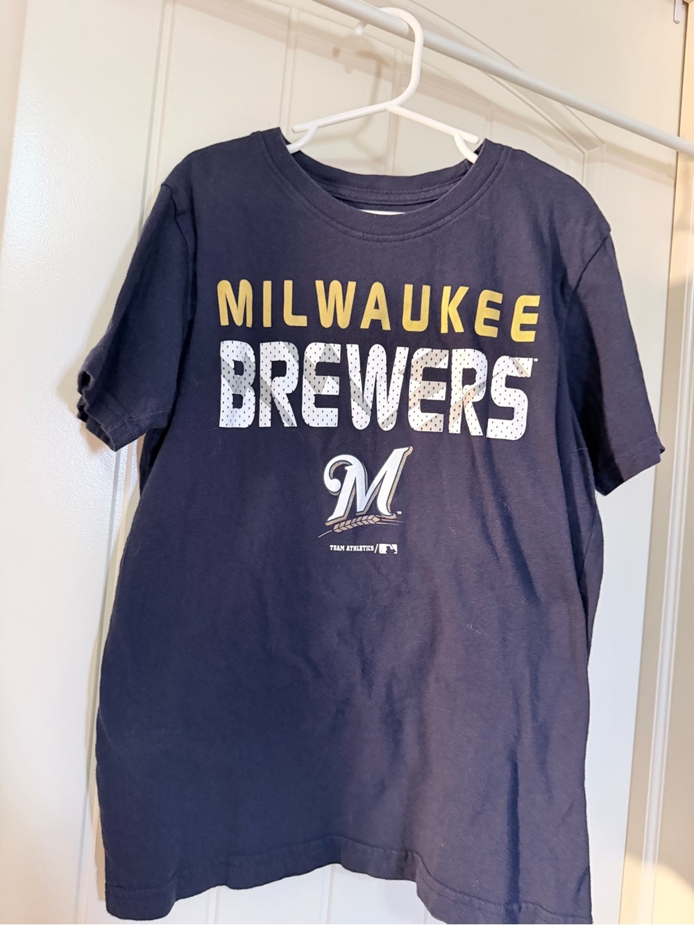 Genuine Merchandise Navy Milwaukee Brewers Kids Tee with Gold & White Graphics